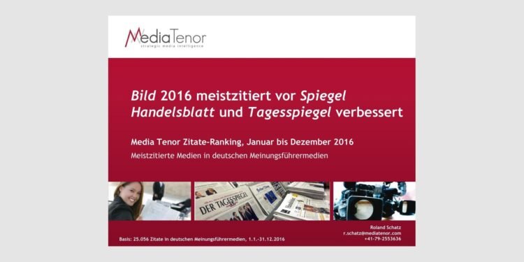 Bild 2016 meistzitiert vor Spiegel – Handelsblatt und Tagesspiegel verbessert