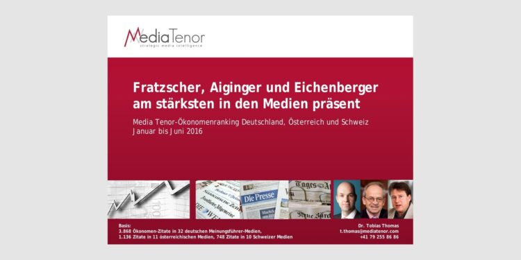 Fratzscher, Aiginger und Eichenberger am stärksten in den Medien präsent