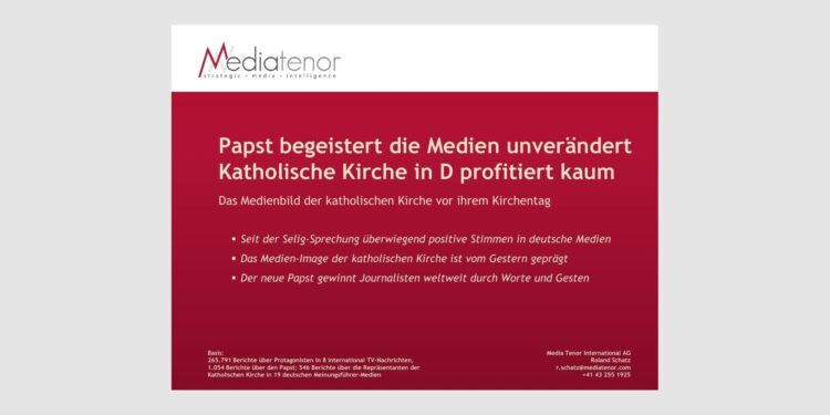 Papst begeistert die Medien unverändert , Katholische Kirche in Deutschland profitiert kaum