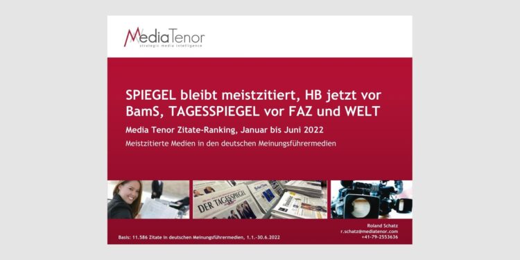 SPIEGEL bleibt meistzitiert, HB jetzt vor BamS, TAGESSPIEGEL vor FAZ und WELT