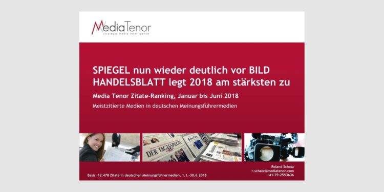 SPIEGEL deutlich vor BILD meistzitiert, HANDELSBLATT legt 2018 am stärksten zu