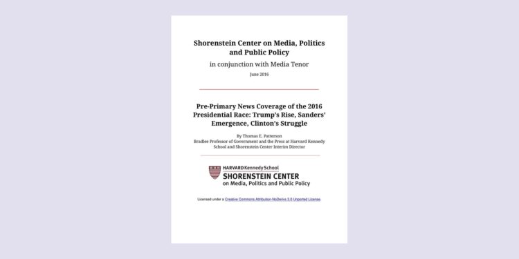 Pre-Primary News Coverage of the 2016 Presidential Race: Trump’s Rise, Sanders’ Emergence, Clinton’s Struggle