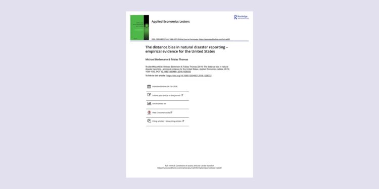 The distance bias in natural disaster reporting – empirical evidence for the United States