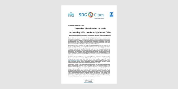 The end of Globalization 2.0 leads to boosting SDGs thanks to Lighthouse Cities