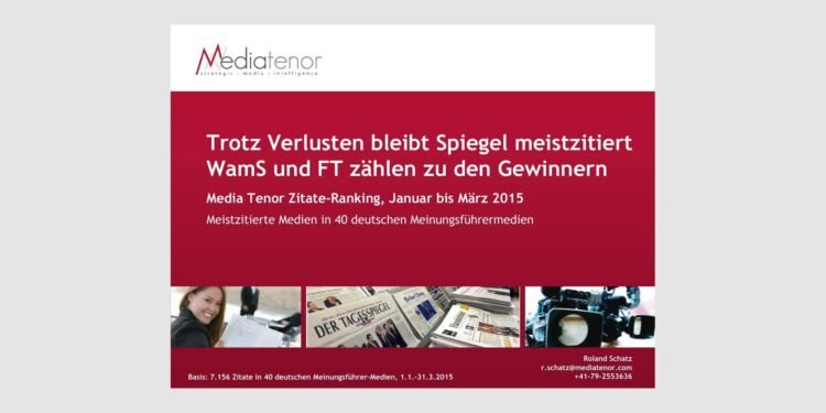 Trotz Verlusten bleibt Spiegel meistzitiert WamS und FT zählen zu den Gewinnern